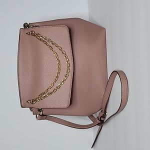 Anne Klein Rose Shoulder/Crossbody Purse Faux Pebble Leather Gold Swags NWOT